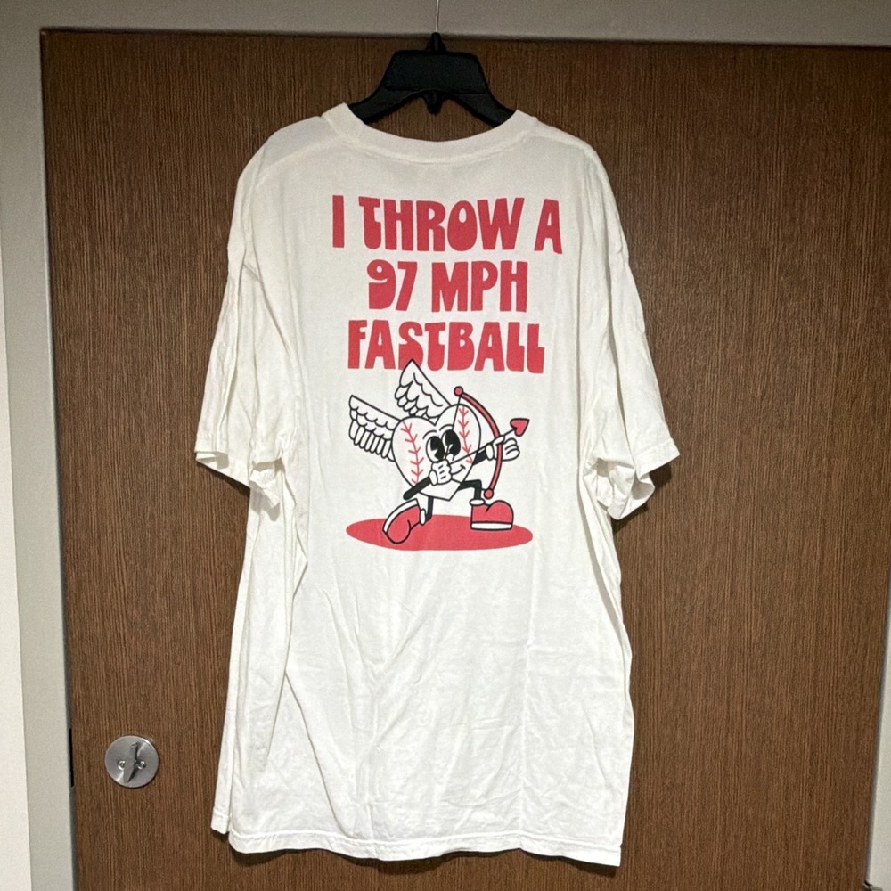 Comfort Colors Men's White Baseball Graphic Tee XL Heavyweight valentines shirt